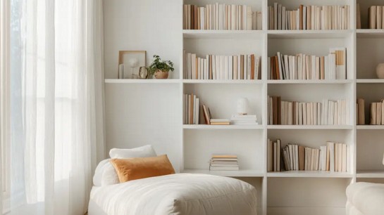 Aposte em puffs e poltronas confortáveis para deixar seu canto da leitura ainda mais acolhedor.